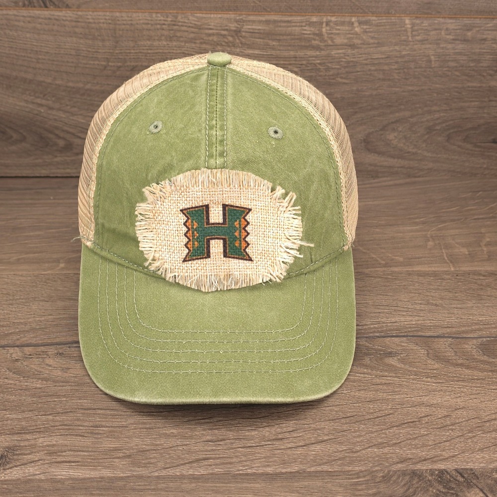 University of Hawaii Rainbow Warriors Hat Mens Snap Back Green Trucker Cap NCAA
